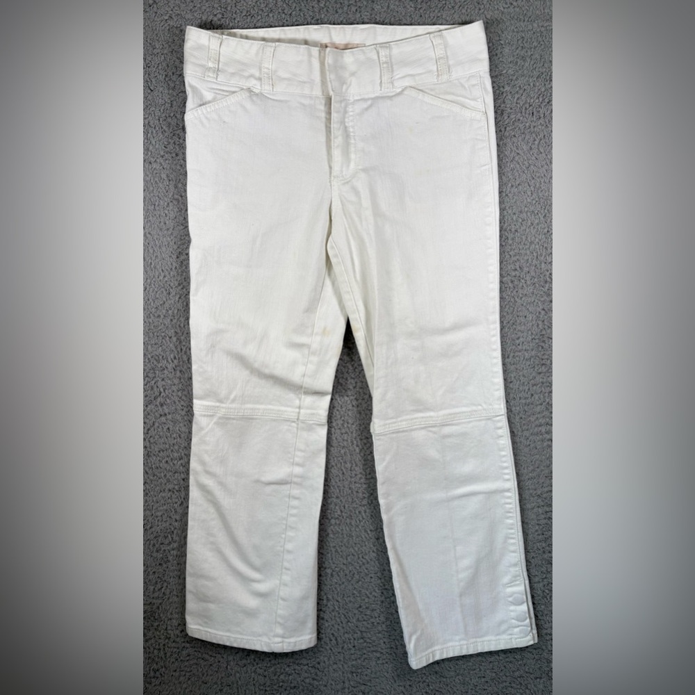 Tory Burch White Denim Jeans Slightly Flared Leg Size 29